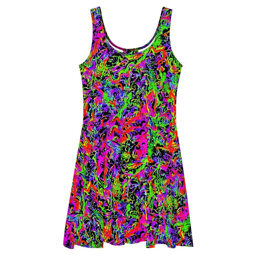 Acid Dreamscape on Skater Dress — Front