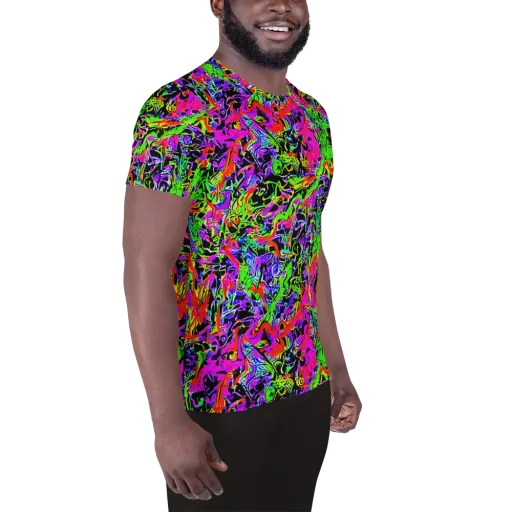 Acid Dreamscape on a Men's Athletic T-Shirt