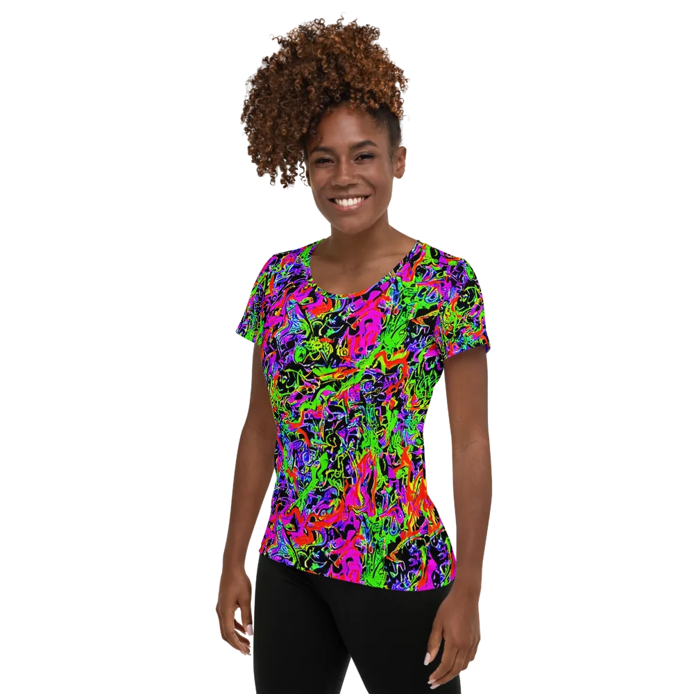 Acid Dreamscape on Women's Athletic T-Shirt — Left