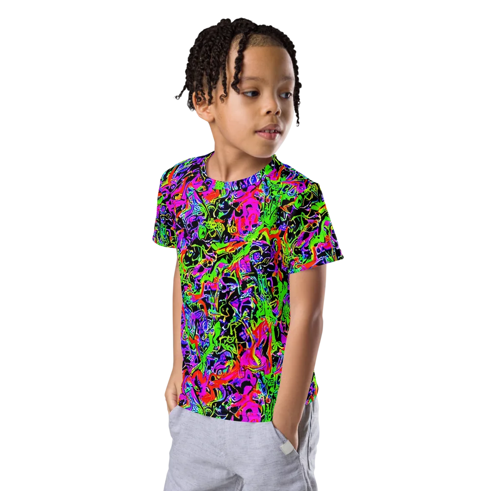 Acid Dreamscape on Kids Crew Neck T-Shirt — Left Front