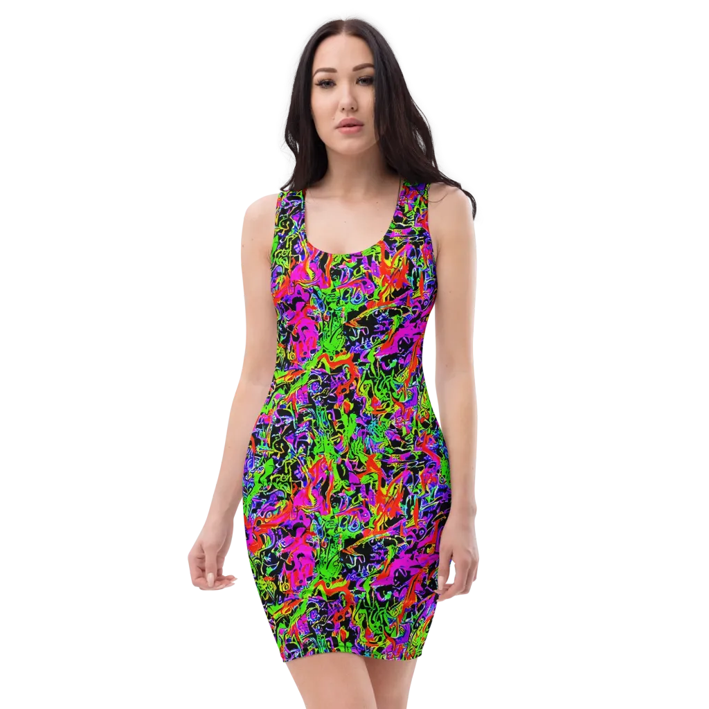 Acid Dreamscape on Bodycon Dress — Front