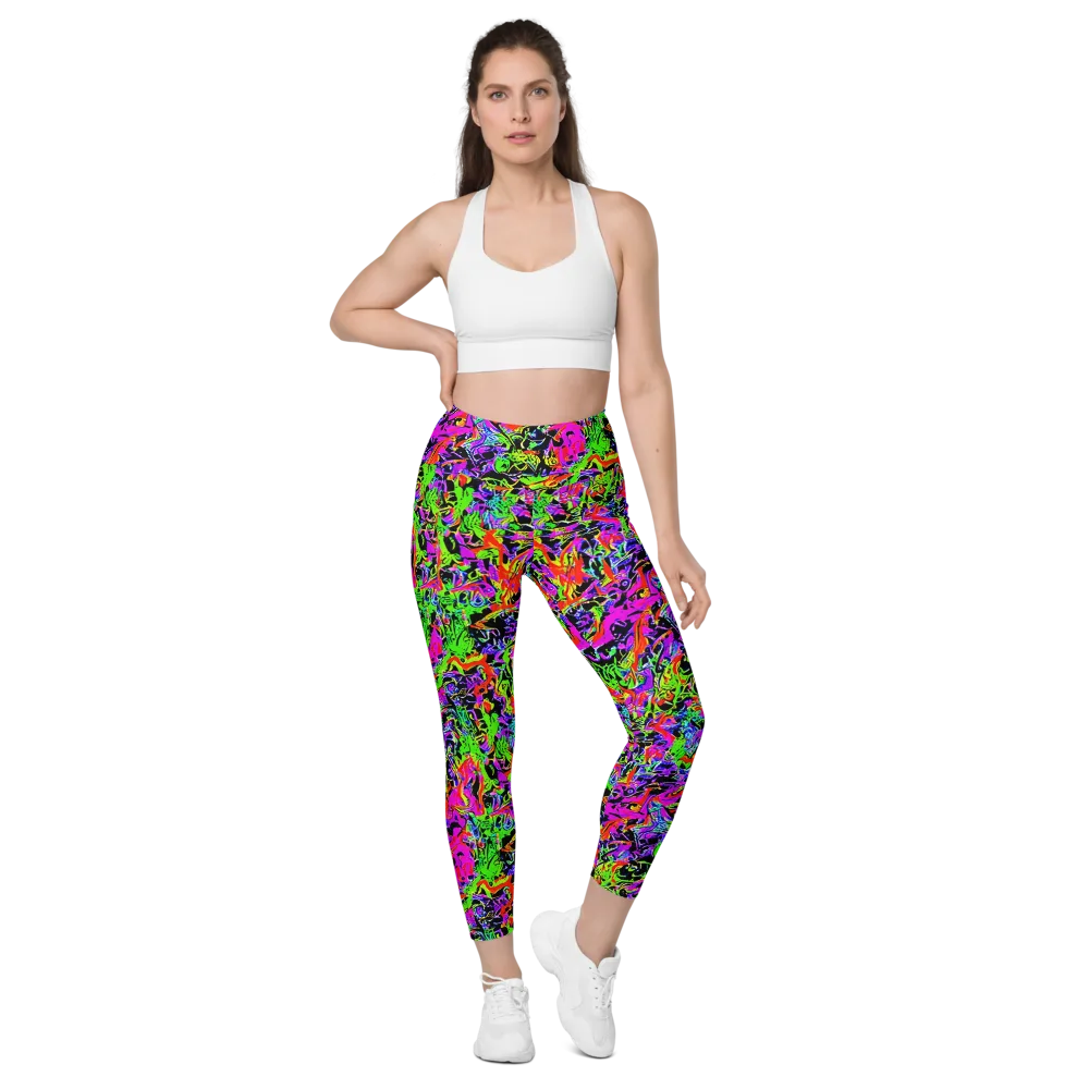 Acid Dreamscape on Leggings with Pockets — Front