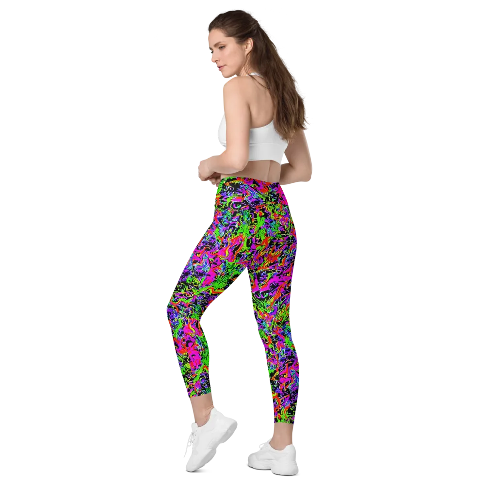 Acid Dreamscape on Leggings with Pockets — Left Back