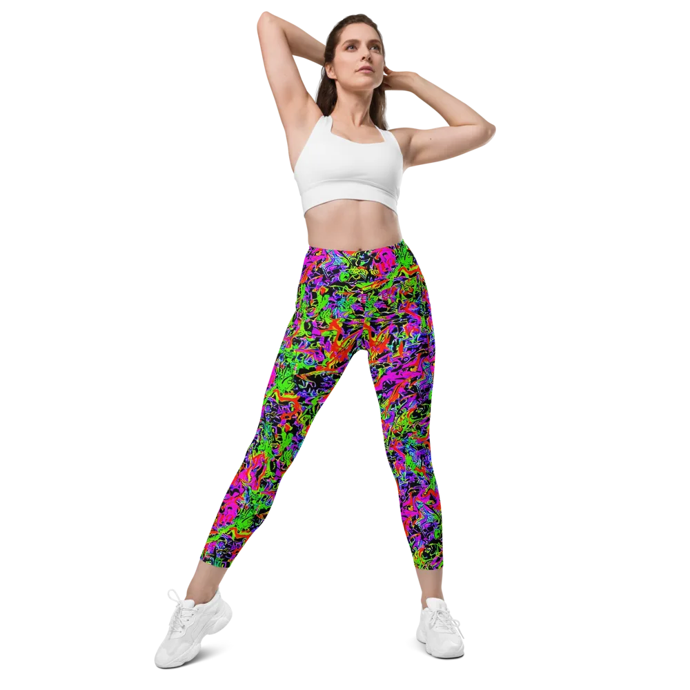 Acid Dreamscape on Leggings with Pockets — Front