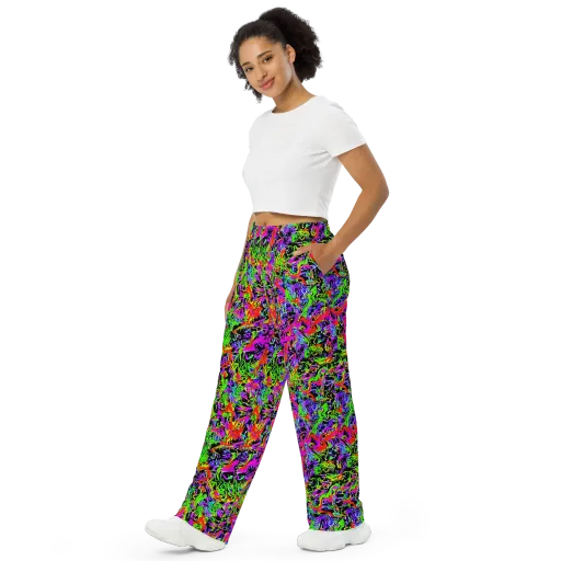 Acid Dreamscape on a Wide-Leg Pants