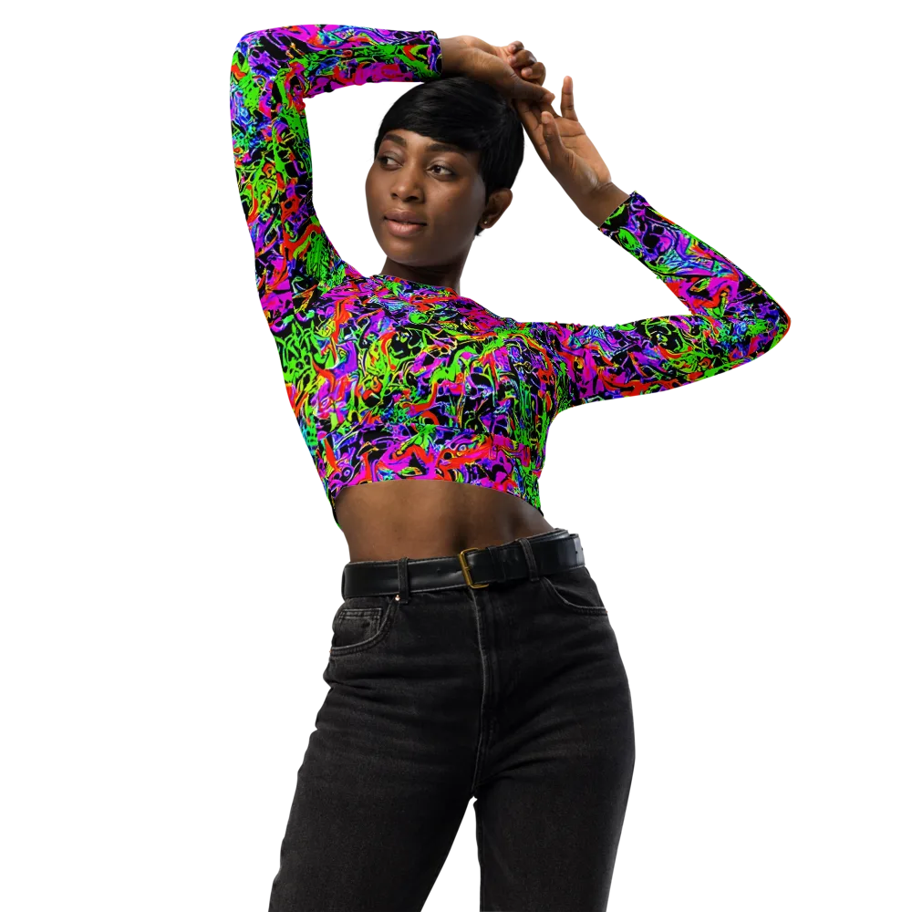 Acid Dreamscape on Long Sleeve Crop Top — Front