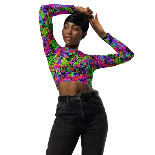 Acid Dreamscape on a Long Sleeve Crop Top