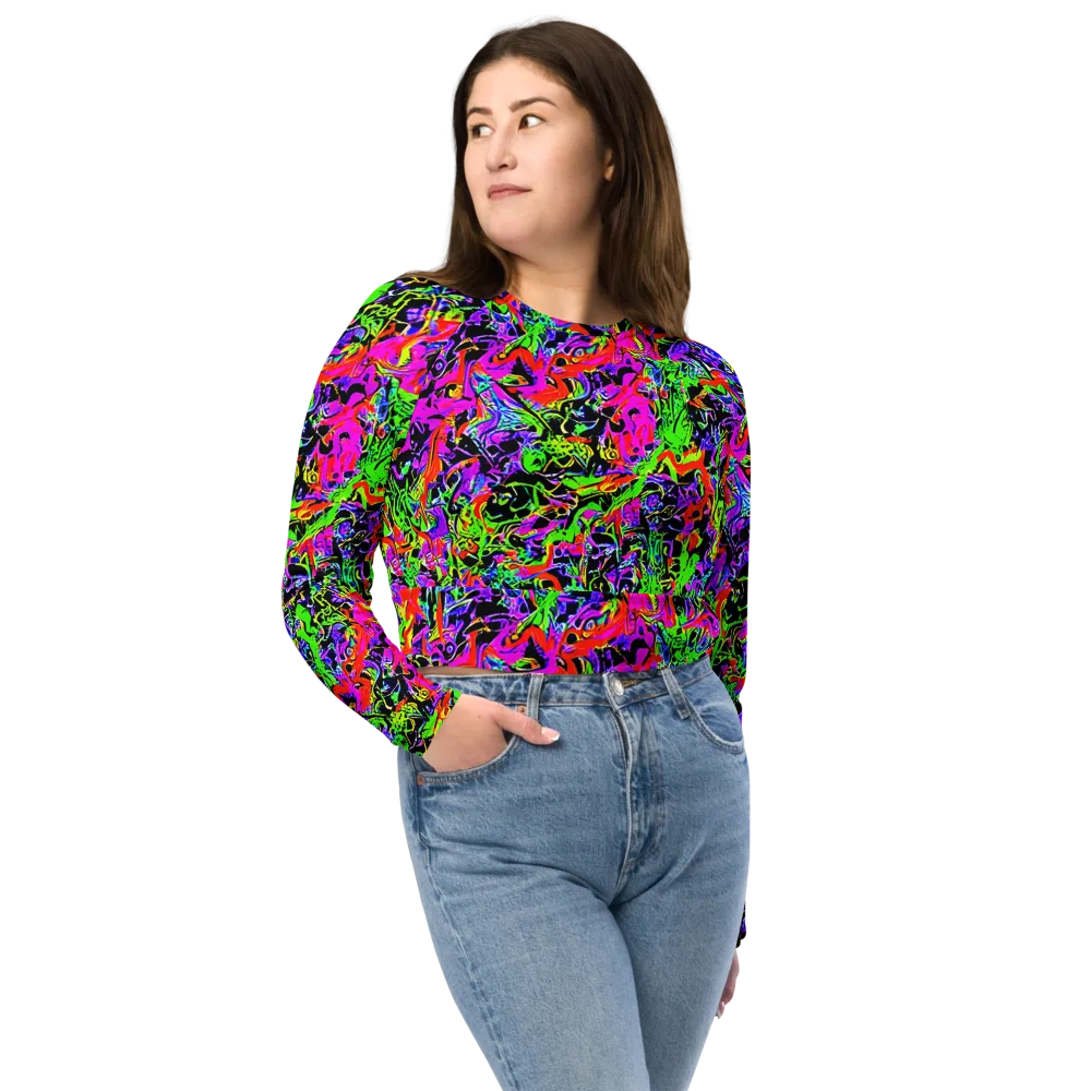 Acid Dreamscape on Long Sleeve Crop Top — Front