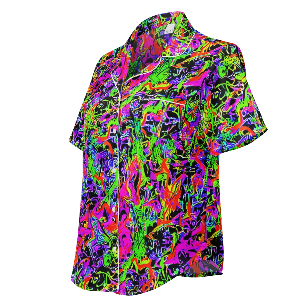 Acid Dreamscape on Women's Short Sleeve Pajama Top — Left Front