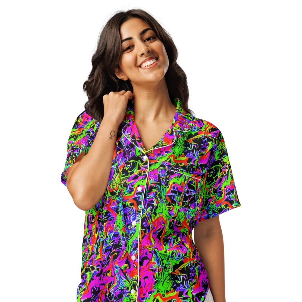 Acid Dreamscape on Women's Short Sleeve Pajama Top — Front