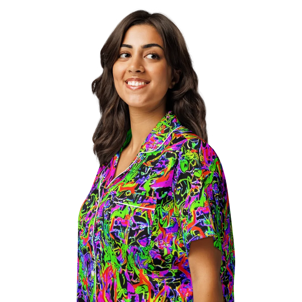 Acid Dreamscape on Women's Short Sleeve Pajama Top — Left Front
