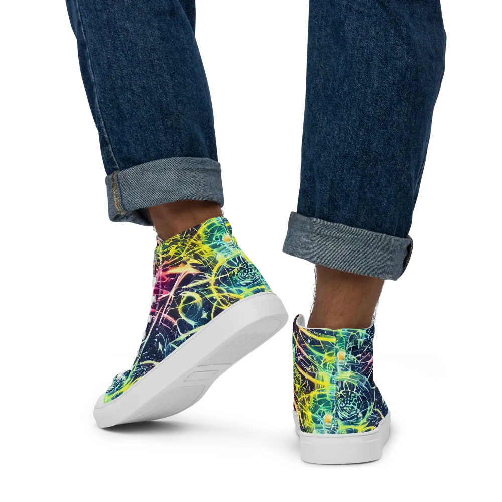 Prism Nerve on Men's High Top Canvas Shoes — Back