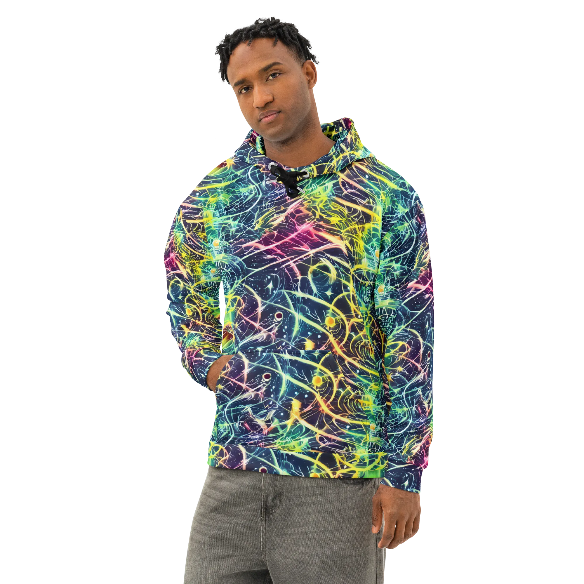 Prism Nerve on Cotton Hoodie — Left Front