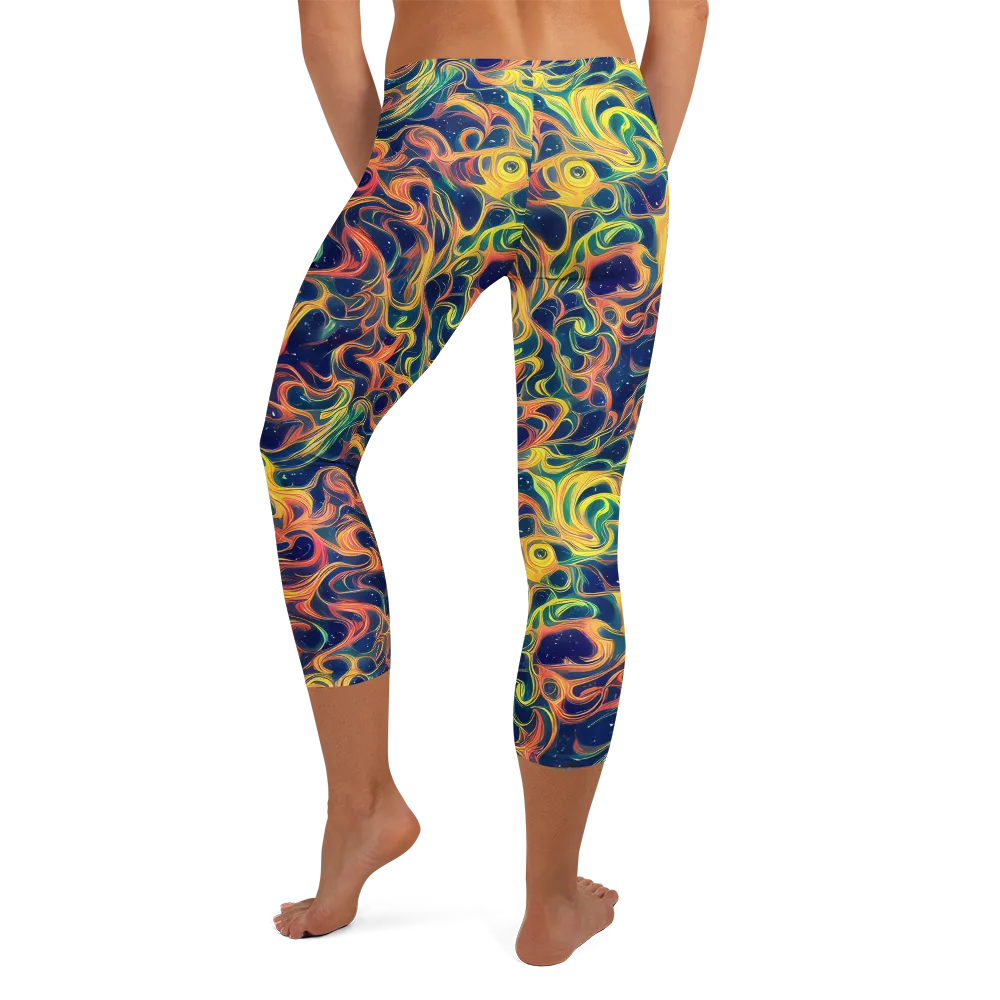 Celestial Flame on Capri Leggings — Back