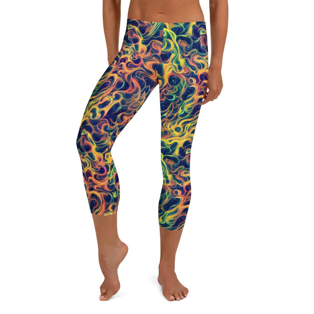 Celestial Flame on Capri Leggings — Front