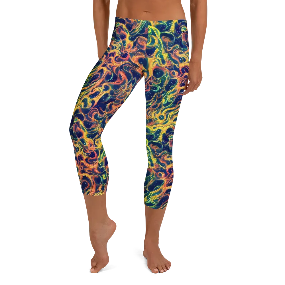 Celestial Flame on Capri Leggings — Front