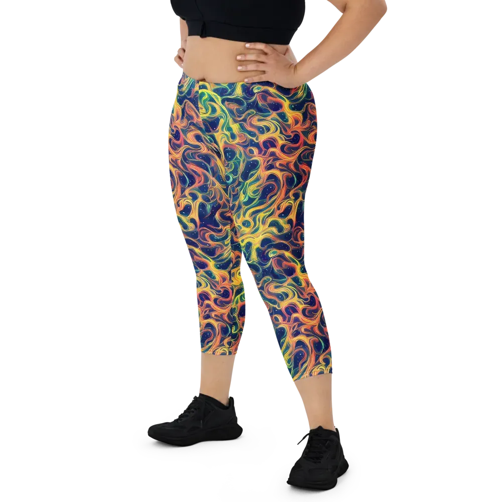 Celestial Flame on Capri Leggings — Front