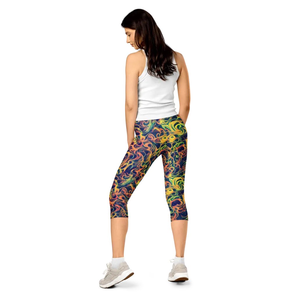 Celestial Flame on Capri Leggings — Back