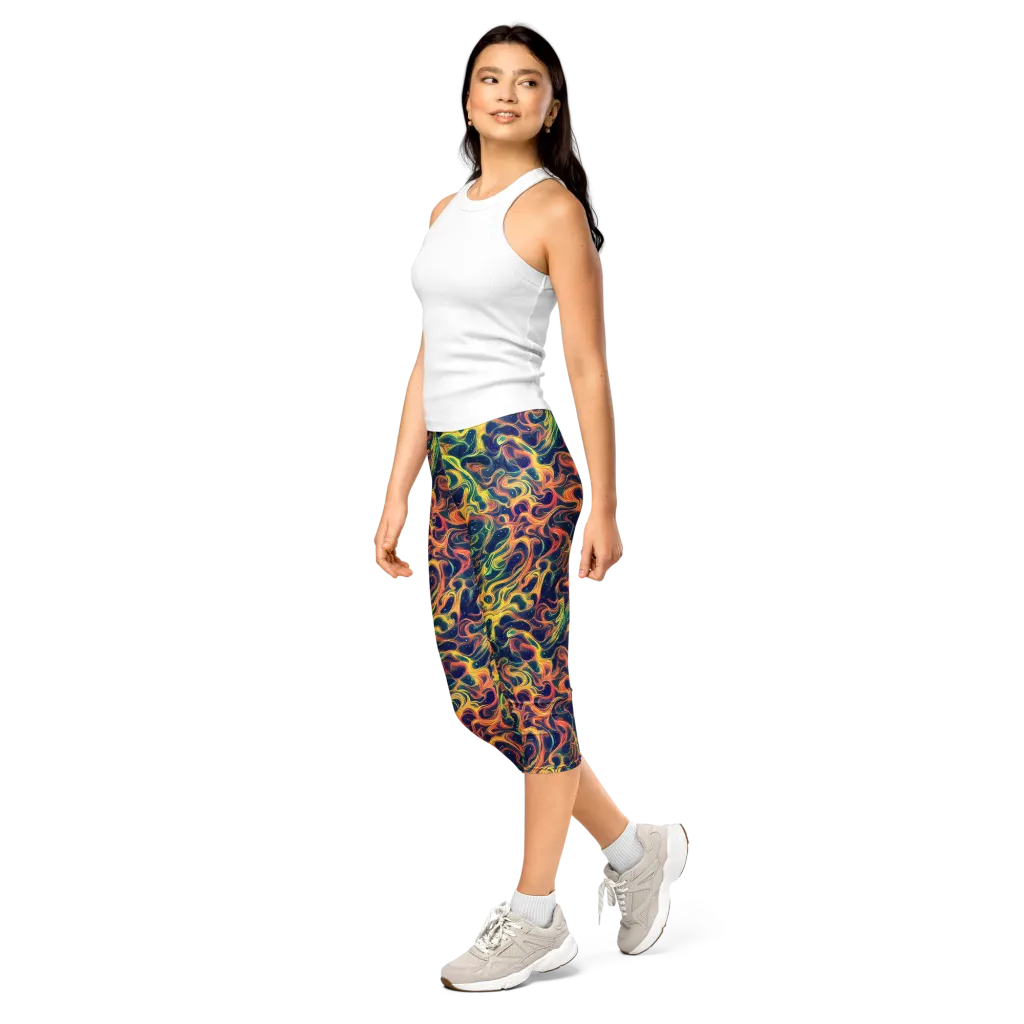 Celestial Flame on Capri Leggings — Left Front