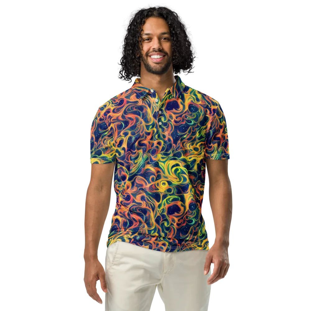 Celestial Flame on Men's Slim Fit Polo Shirt — Front