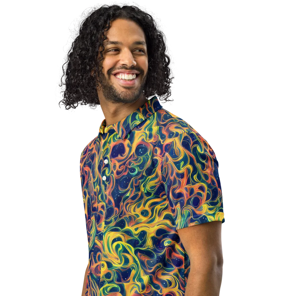 Celestial Flame on Men's Slim Fit Polo Shirt — Left Front