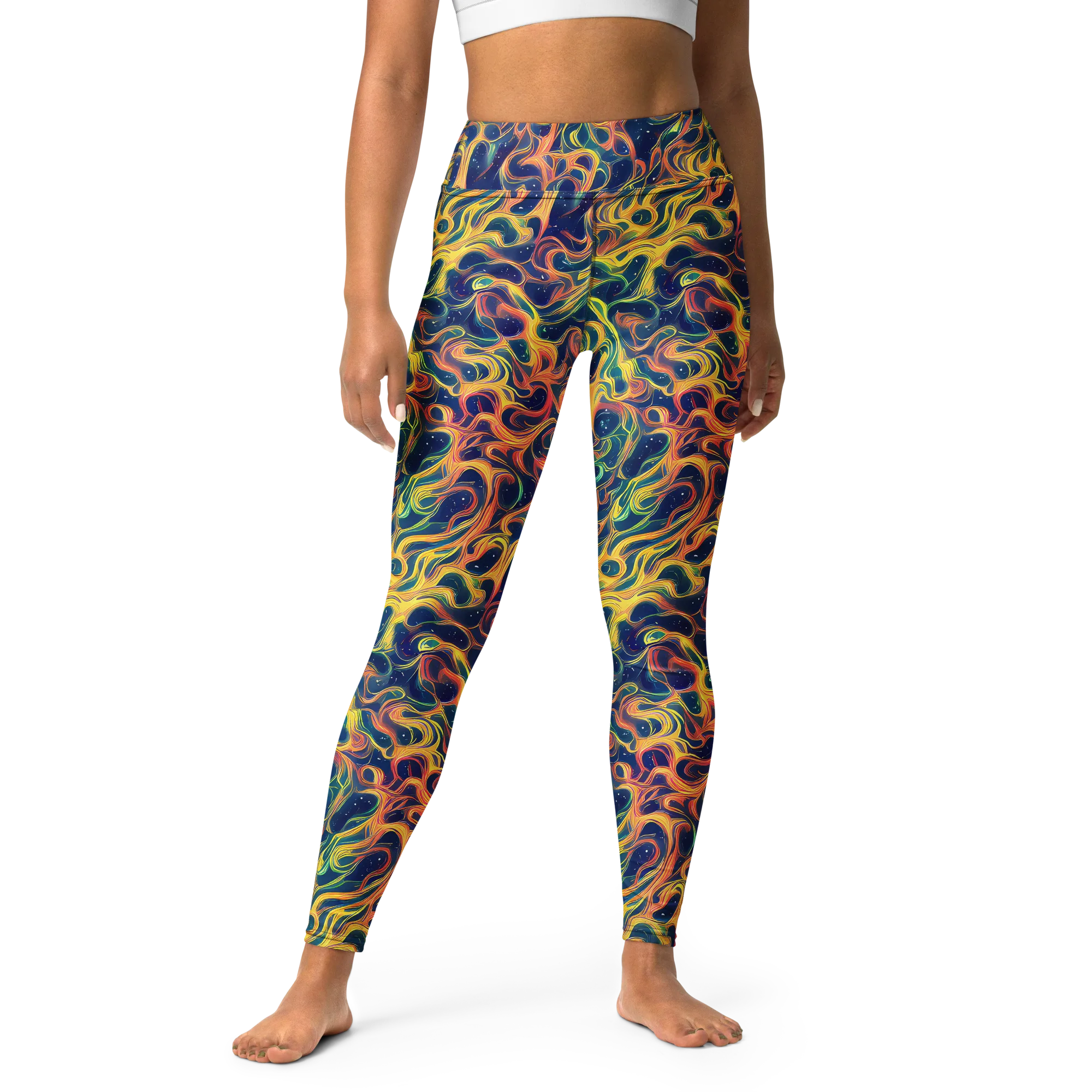 Celestial Flame on Yoga Leggings — Front