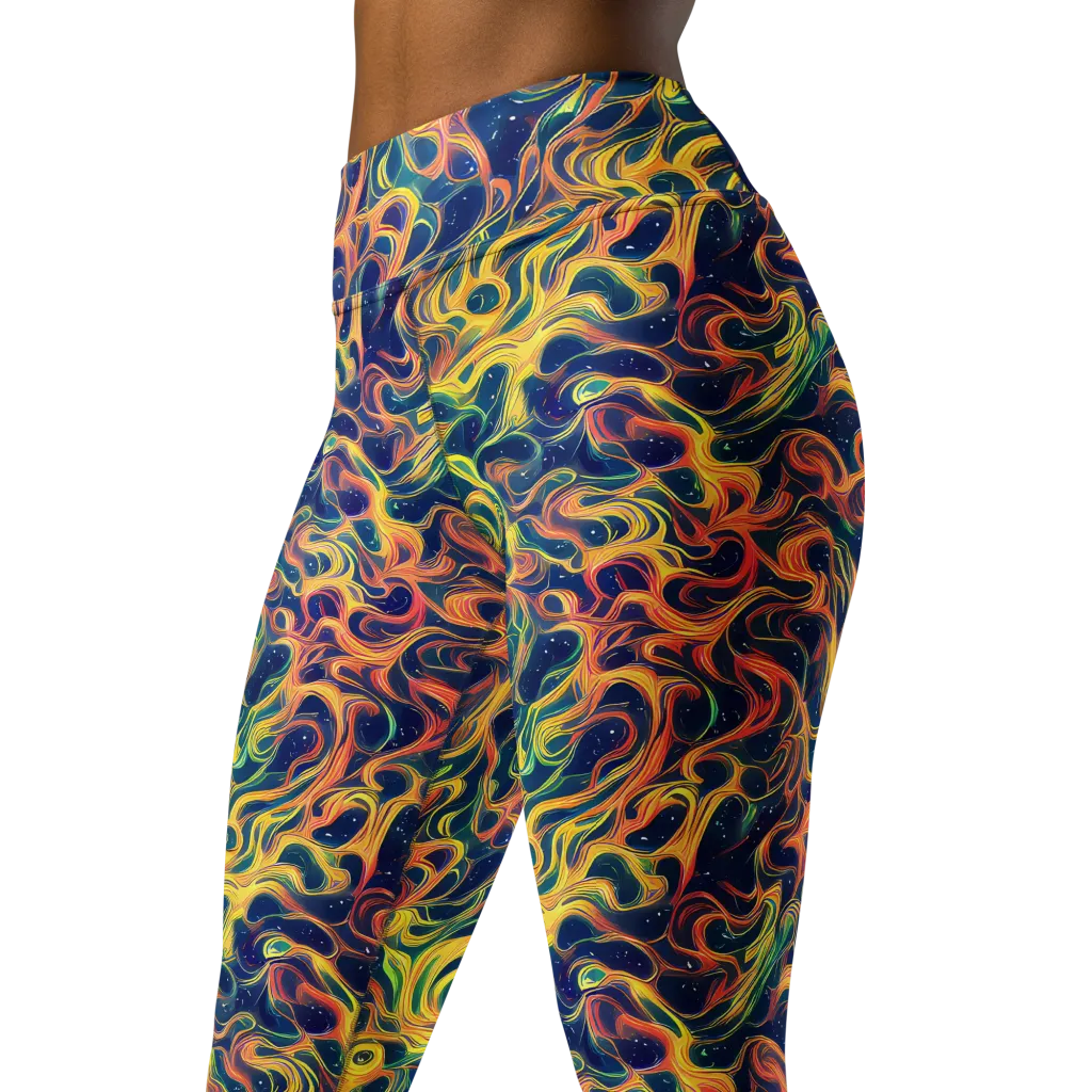 Celestial Flame on Yoga Leggings — Left Front