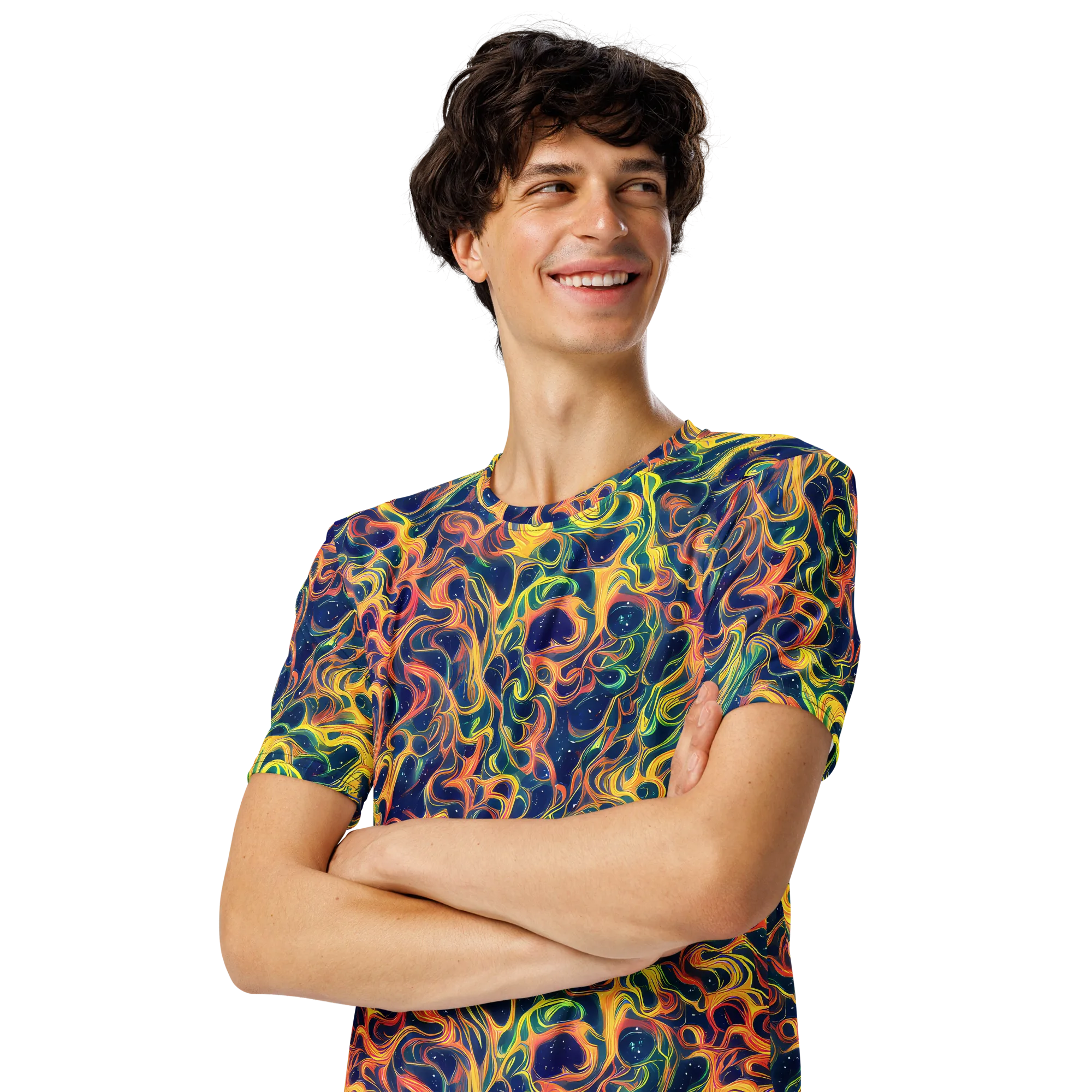 Celestial Flame on Men's Crew Neck T-Shirt — Left Front