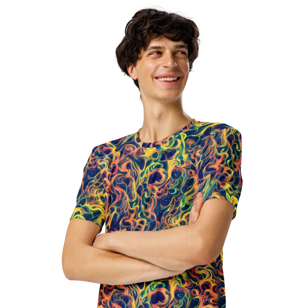 Celestial Flame on Men's Crew Neck T-Shirt — Left Front