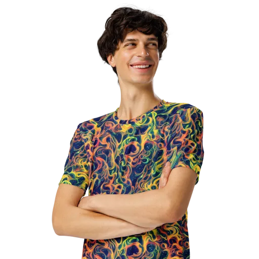 Celestial Flame on a Men's Crew Neck T-Shirt