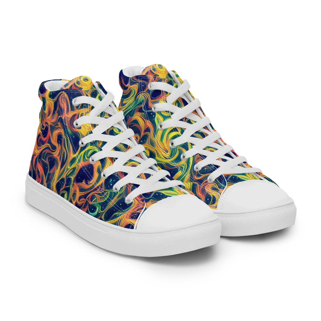 Celestial Flame on Men's High Top Canvas Shoes — Right Front