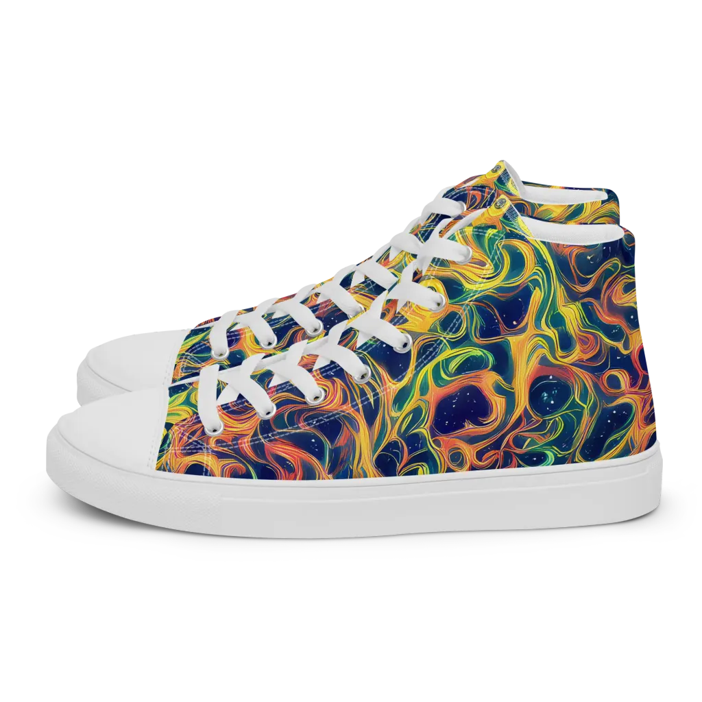 Celestial Flame on Men's High Top Canvas Shoes — Left