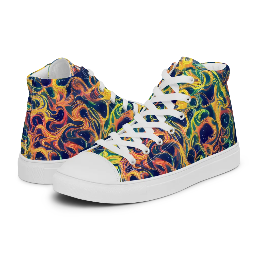 Celestial Flame on Men's High Top Canvas Shoes — Left