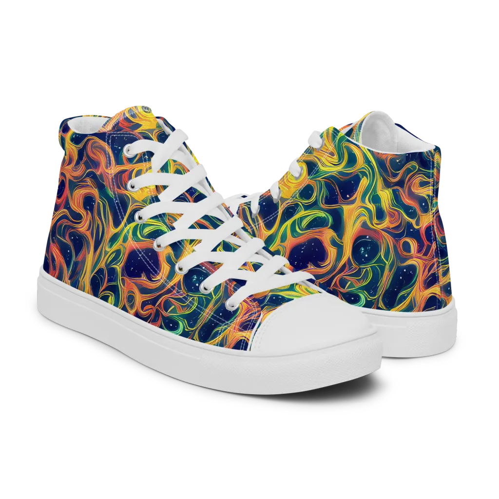Celestial Flame on Men's High Top Canvas Shoes — Right