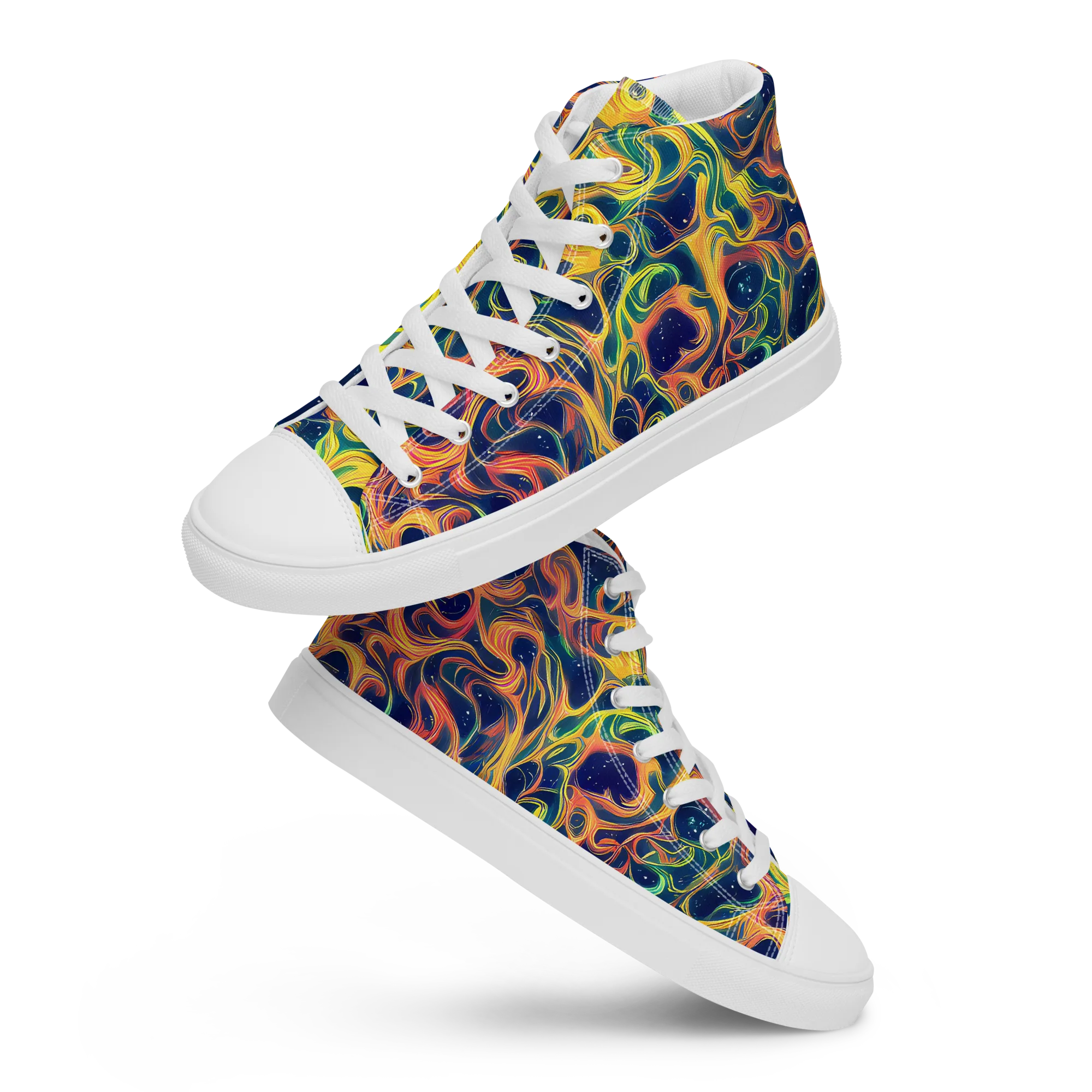 Celestial Flame on Men's High Top Canvas Shoes — Front