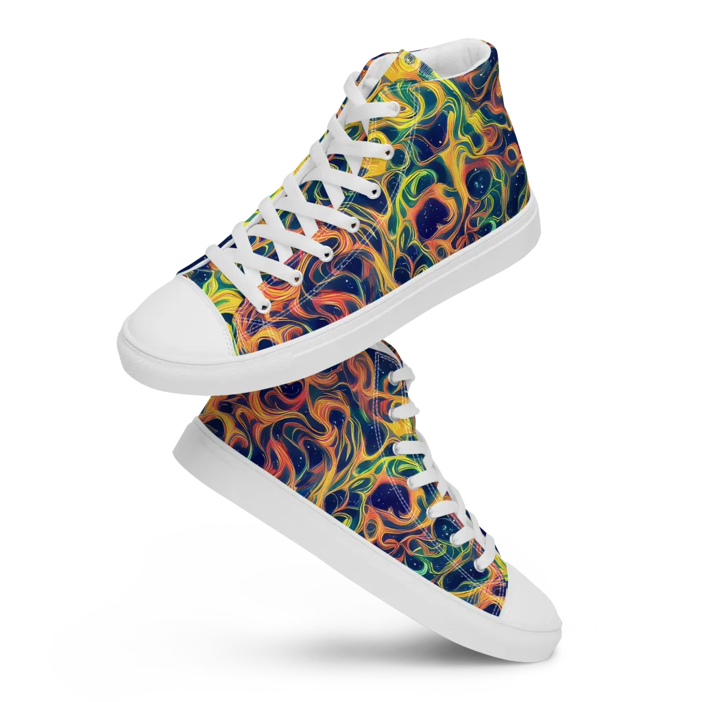 Celestial Flame on Men's High Top Canvas Shoes — Front