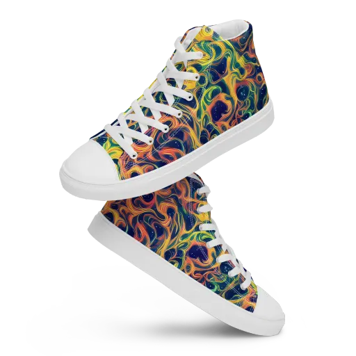 Celestial Flame on a Men's High Top Canvas Shoes