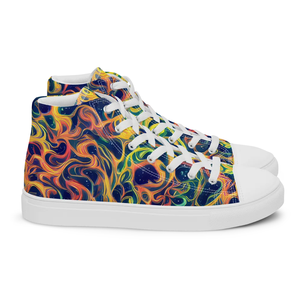 Celestial Flame on Women's High Top Canvas Shoes — Right