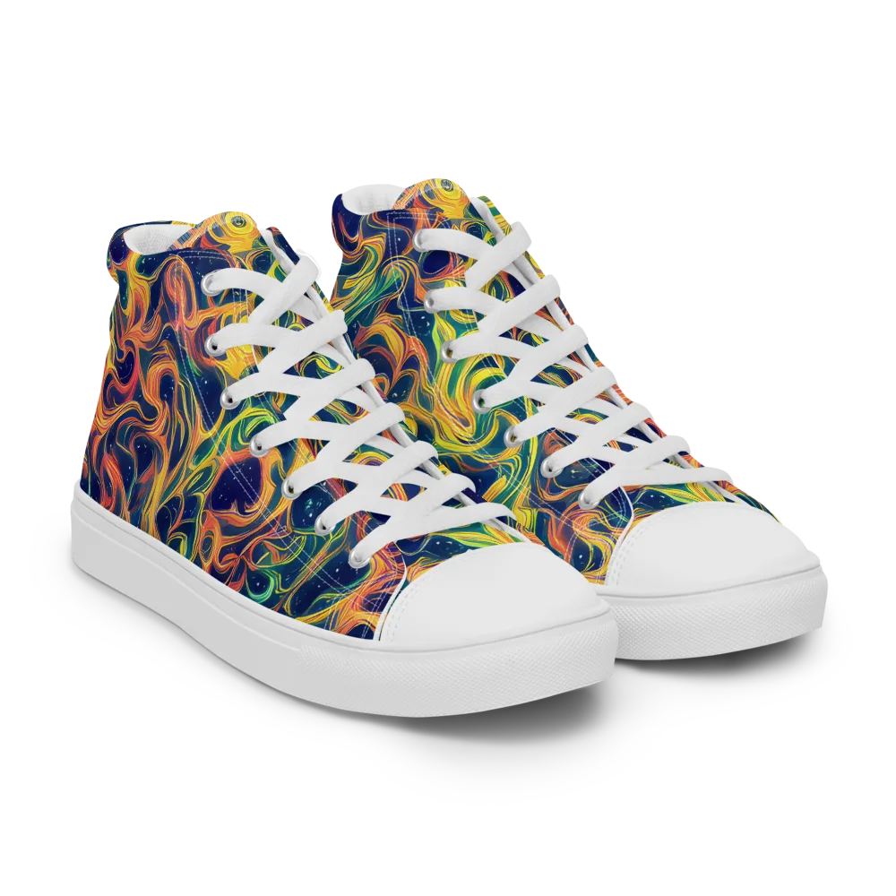 Celestial Flame on Women's High Top Canvas Shoes — Right Front