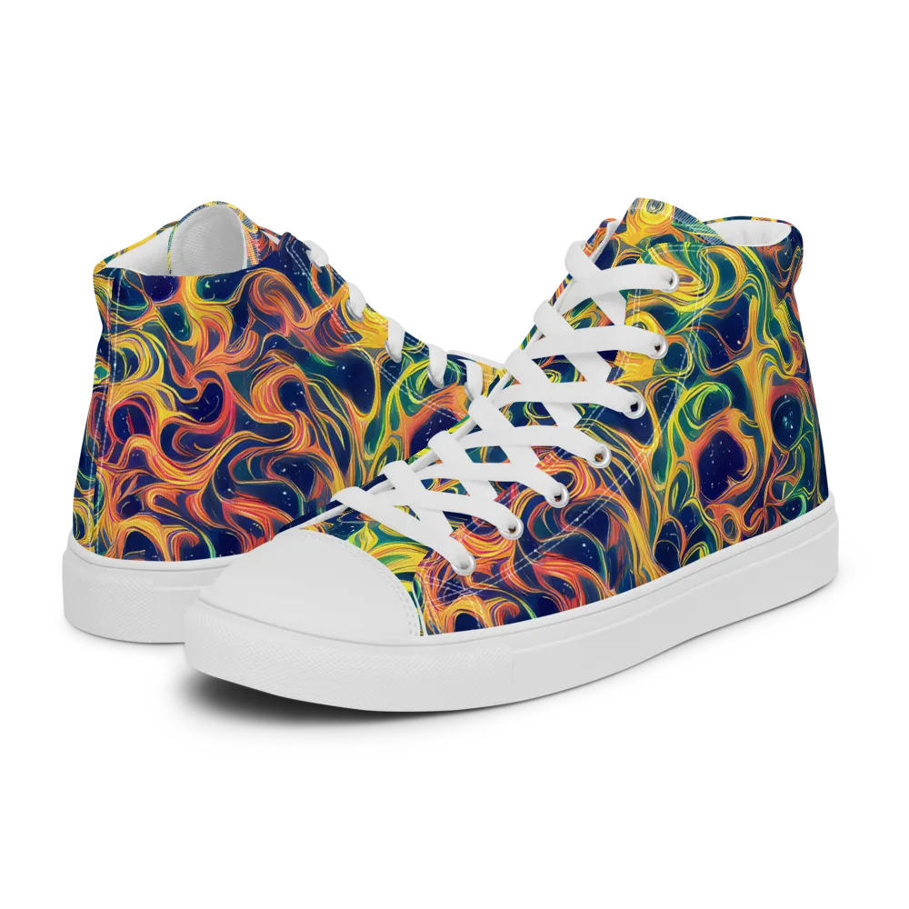 Celestial Flame on Women's High Top Canvas Shoes — Left