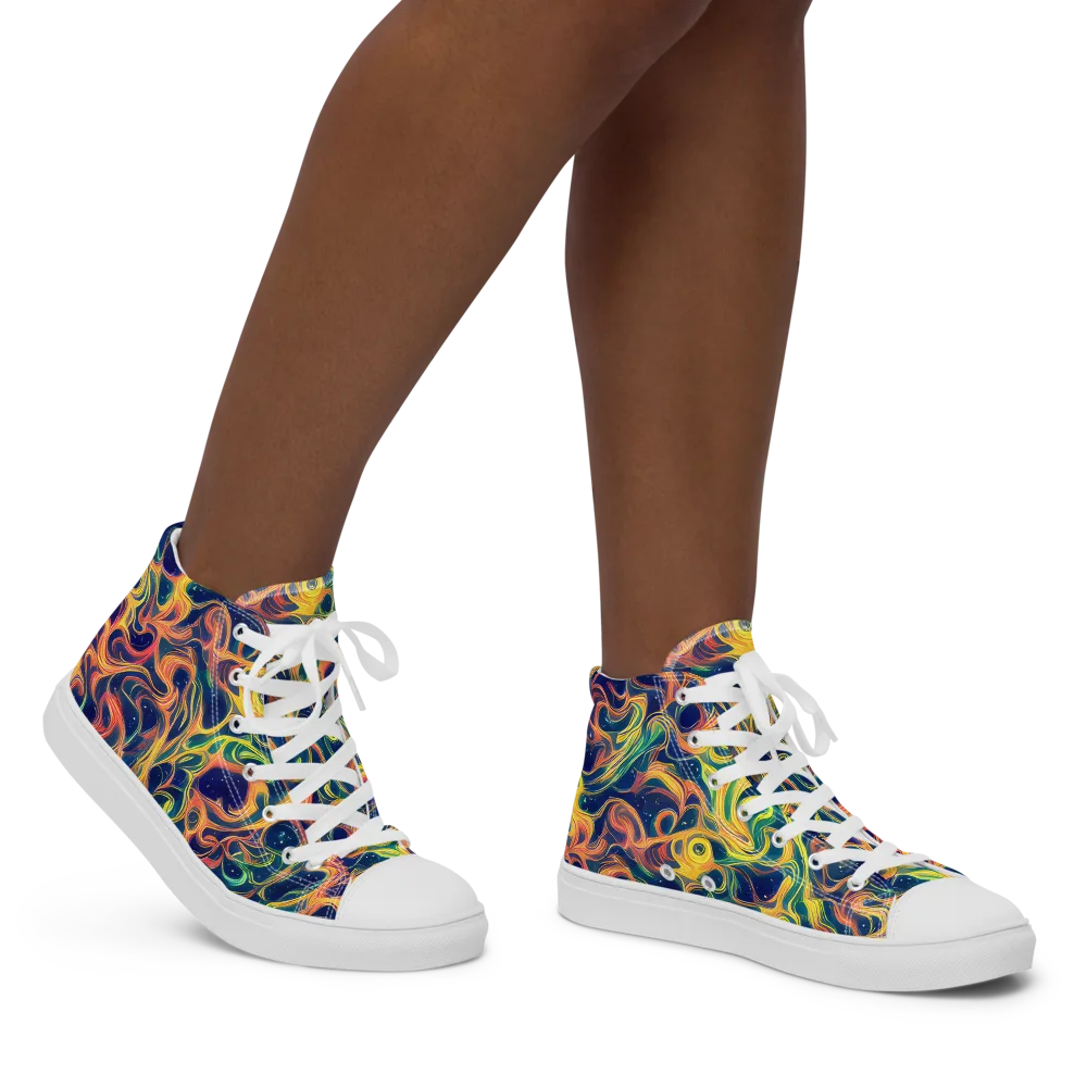 Celestial Flame on Women's High Top Canvas Shoes — Right
