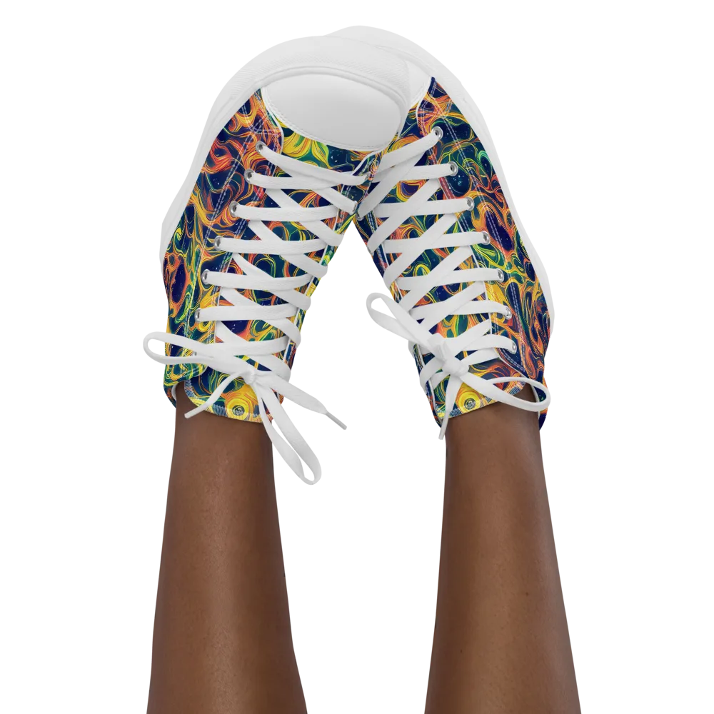 Celestial Flame on Women's High Top Canvas Shoes — Front