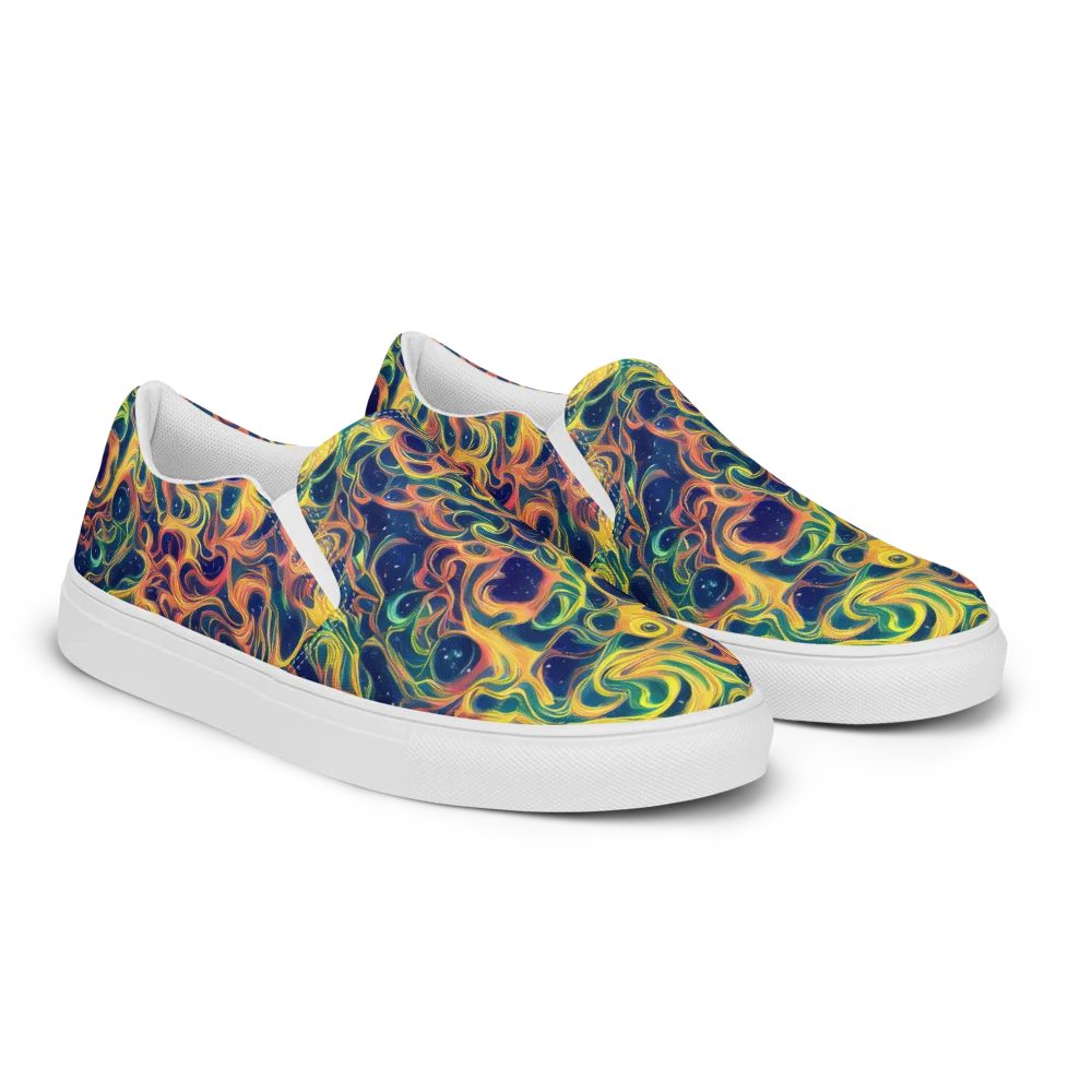 Celestial Flame on Men's Slip-On Canvas Shoes — Right Front