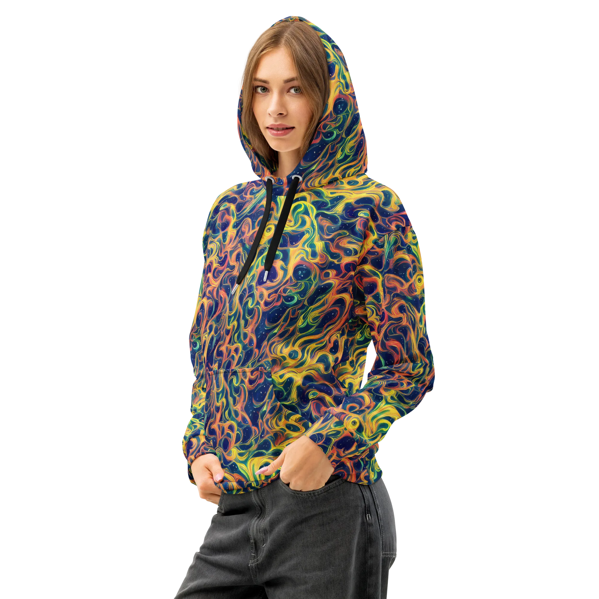 Celestial Flame on Cotton Hoodie — Left Front