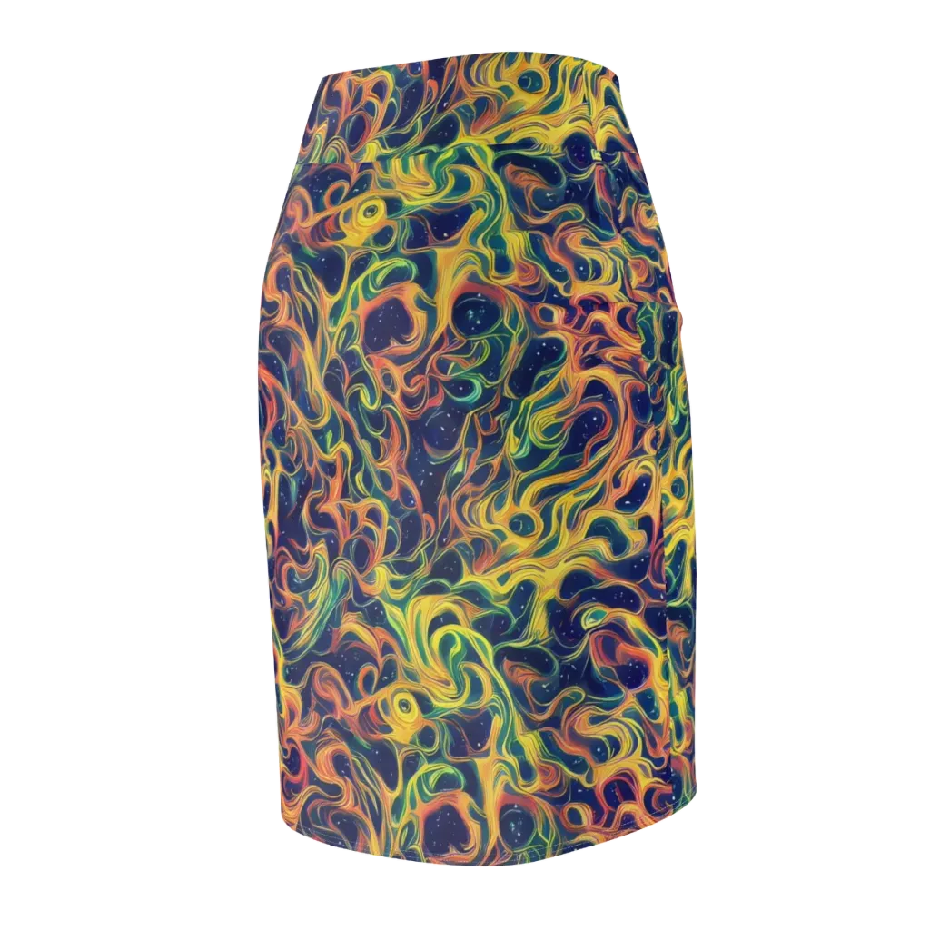 Celestial Flame on Pencil Skirt — Back Side