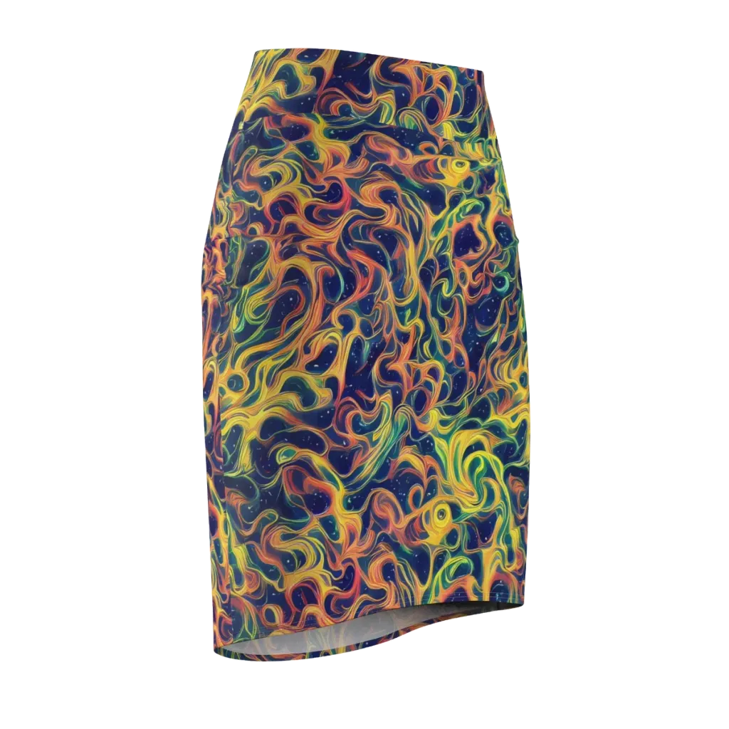 Celestial Flame on Pencil Skirt — Front Side