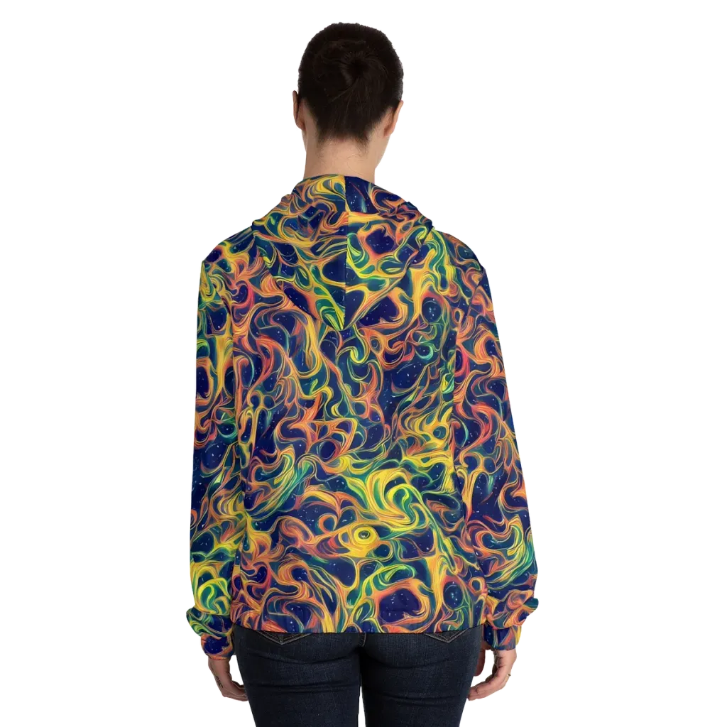 Celestial Flame on Women's Full-Zip Hoodie — Back On Person