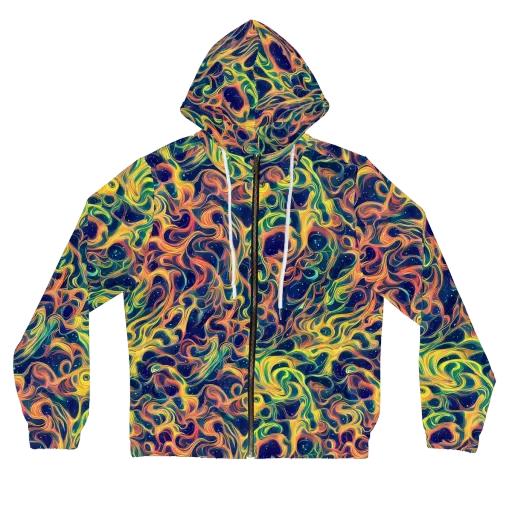 Celestial Flame on a Women's Full-Zip Hoodie