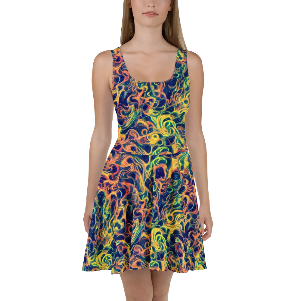 Celestial Flame on Skater Dress — Front