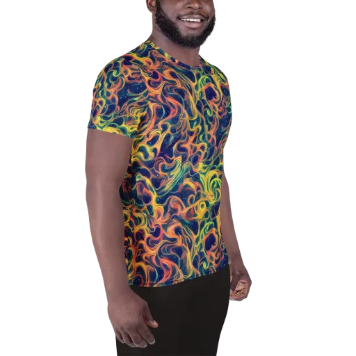 Celestial Flame on a Men's Athletic T-Shirt